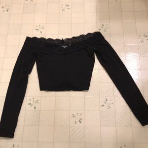 Off the shoulder lace crop top